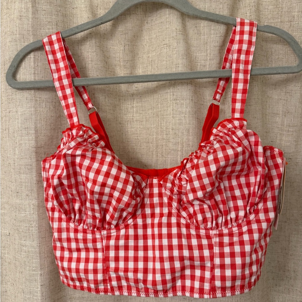 Colsie Red and White Checkered Bra